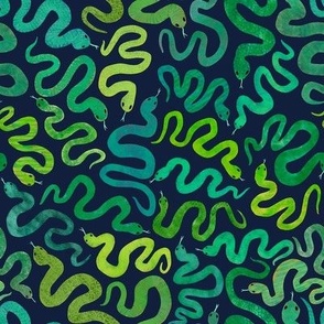 painted snakes - green - medium scale