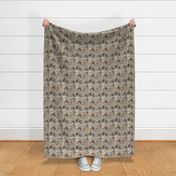 Tiny Trotting tailed Cocker Spaniels and paw prints - faux linen