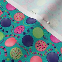 S - Aqua Party Balloons – Multicolor Teal Sea Green Confetti Birthday Celebration