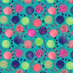 S - Aqua Party Balloons – Multicolor Teal Sea Green Confetti Birthday Celebration