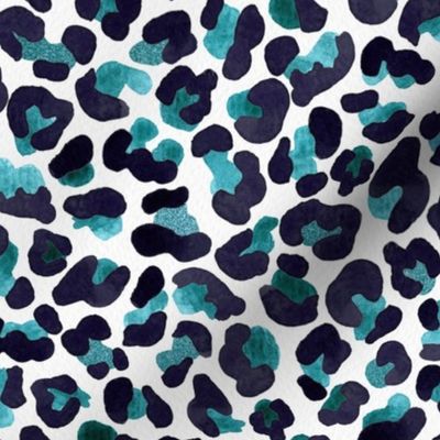 Watercolor Animal Print with Metallic Accents | Teal Black