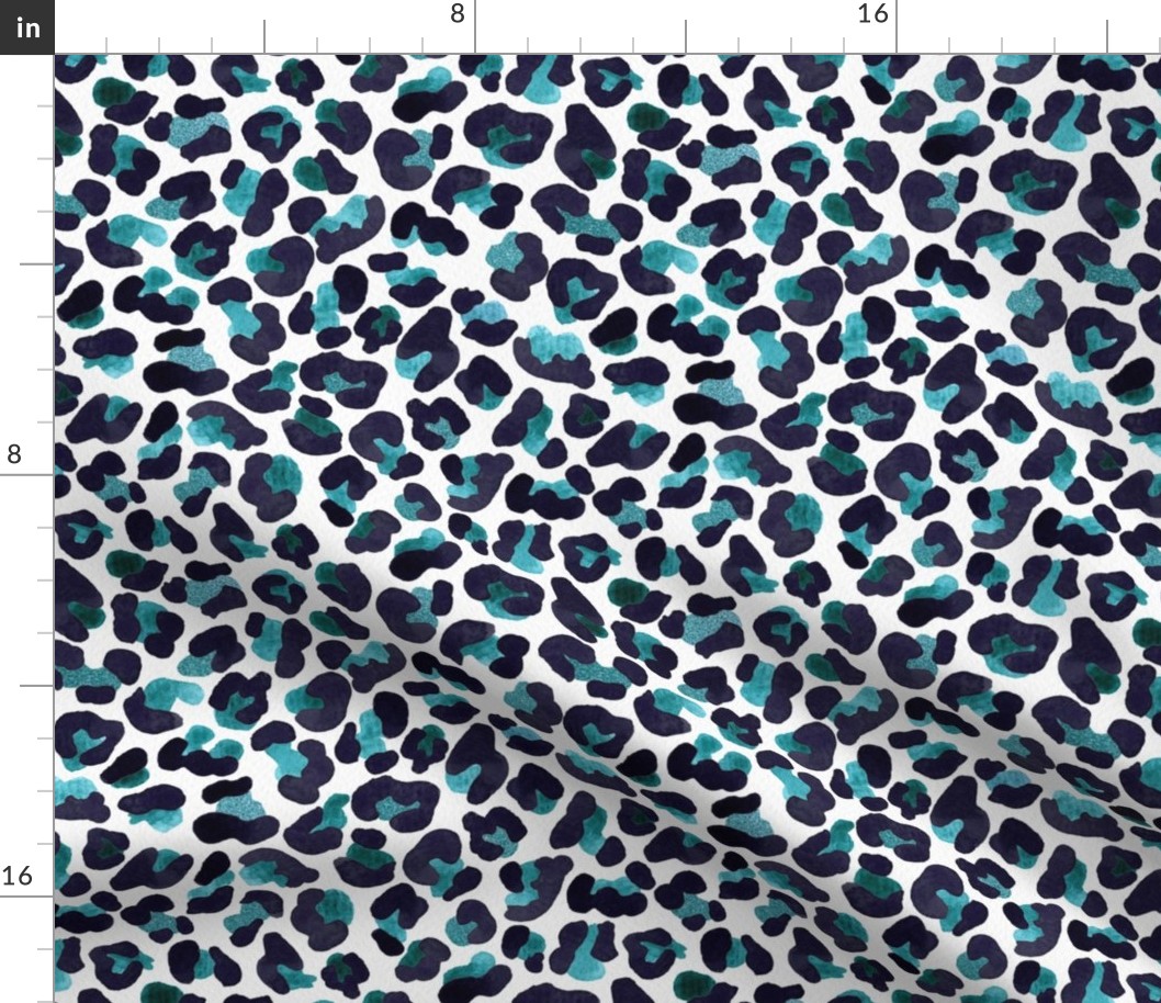 Watercolor Animal Print with Metallic Accents | Teal Black