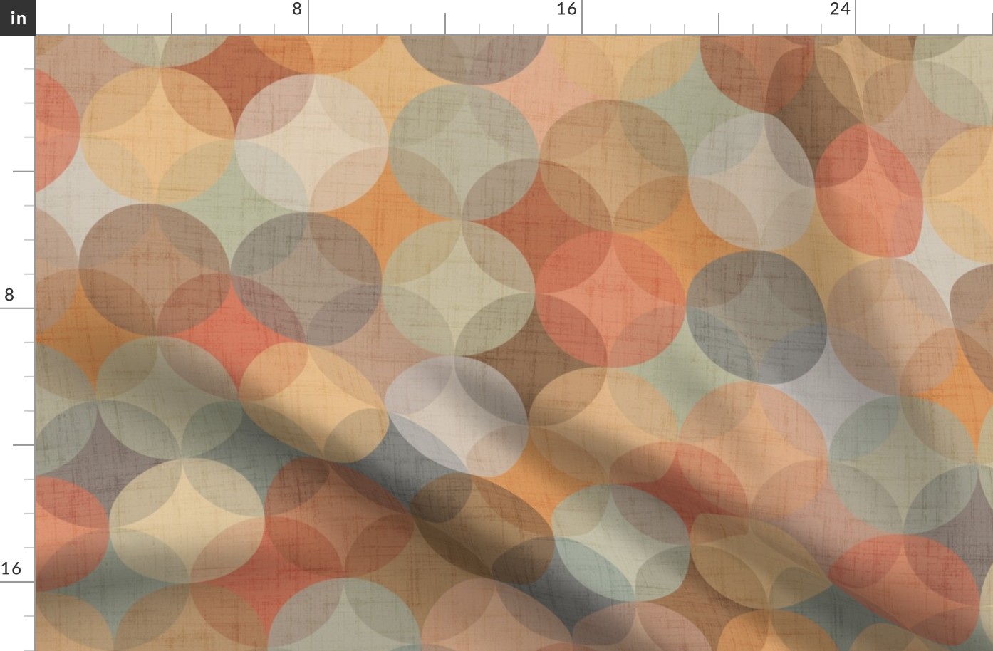 Retro Geometric Warm Beige Rust Large Scale