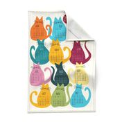 cat calendar 2024 - colorful cats calendar - milo cat - bohemian colors - tea towel and wall hanging