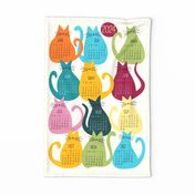 cat calendar 2024 - colorful cats calendar - milo cat - bohemian colors - tea towel and wall hanging