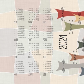 cat calendar 2024 - earthy cats calendar - ollie cat - tea towel and wall hanging