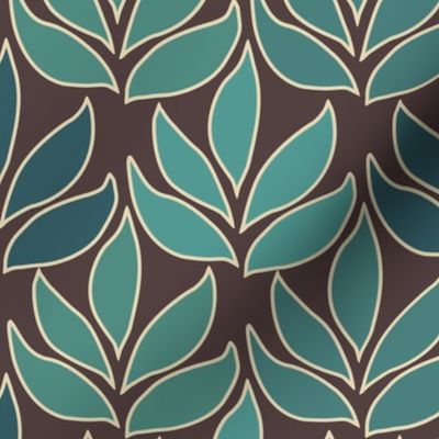 Leaf Texture Fabric new crop bluegreen minagreen brown 1b medium