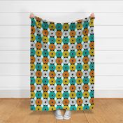 Modern Daisies and Diamonds // Orange, Yellow, Turquoise, Aqua Blue, Black and White // V2 // 571 DPI