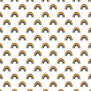 Ditsy Multi Colored (red, orange, yellow, green, blue and purple) Rainbow on a white (unprinted) Background
