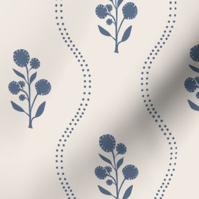 Wildflower Stripe - Ivory and Blue