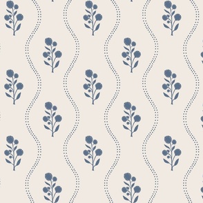 Wildflower Stripe - Ivory and Blue