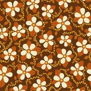 Leila Passionvine Hawaiian Floral (Orange Yellow Brown) - Small