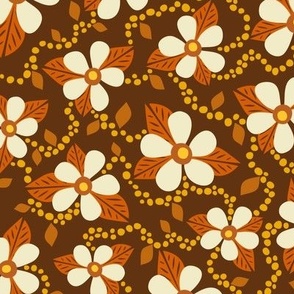 Leila Passionvine Hawaiian Floral (Orange Yellow Brown) - Medium