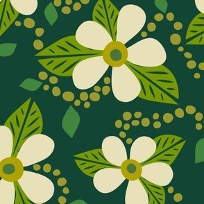 Leila Passionvine Hawaiian Floral (Mossy Green) - Large