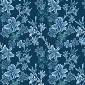 Leonardo's Lilies in teal