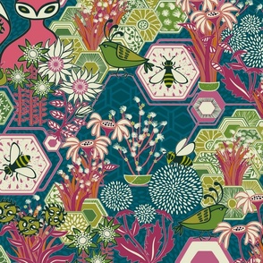 Francesca's Spring Meadow (Navy Pink) - Large
