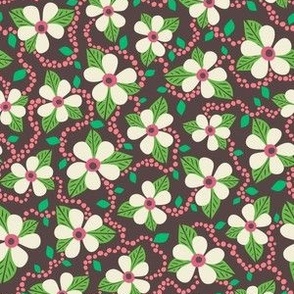 Leila Passionvine Hawaiian Floral (Pink Grey) - Small