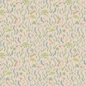 Dragonflies, Lavender and Dill on Sunset Beige - small scale