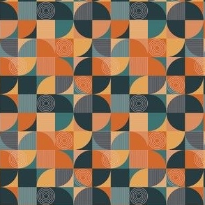Bauhaus Mid-Century // Small Scale // Mid-Centuary style // Geometric Shapes Lines // Orange Navy Blue Yellow Background