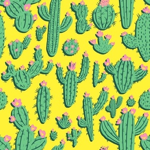 Cactus Frenzy Yellow Green and Pink