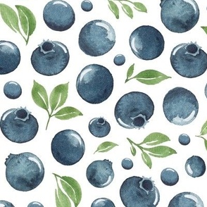 Blueberries with Leaves - Custom Printed Fabric