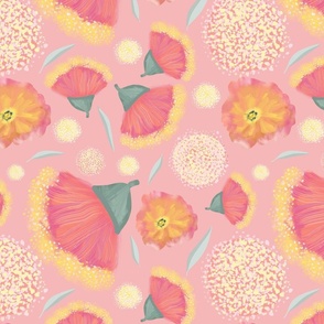 Flower Love 2 Pattern on Pale Pink