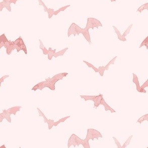 pink watercolor halloween bats