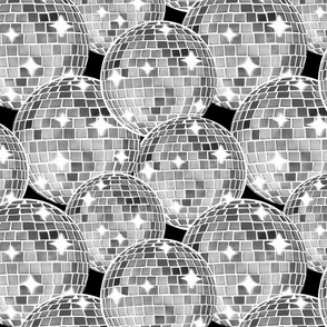 Sparkling Disco Balls - 12" large - black and white