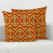 Crimson Marigold Blue Yellow Green Ikat