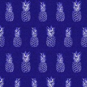 vintage sketchy tropical pineapple toile de jouy - chinoiserie navy ink blue