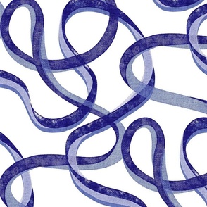 snake textured continuous streamer - chinoiserie white and ink navy blue