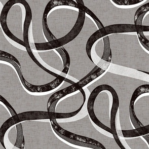 snake textured continuous streamer - black ink linen