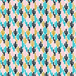 minimalist bold cacti mustard #C3932B cotton candy #f1d2d6 caribbean #0199be - 6inch