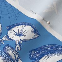 Victorian Toile Floral and Hummingbirds - periwinkle