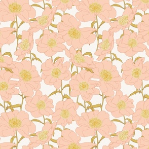 Pink peony flowers on cream background - 9.7"