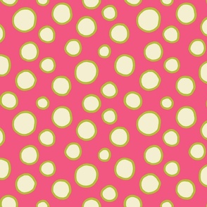 Pink and Green Polka Dots - Medium scale