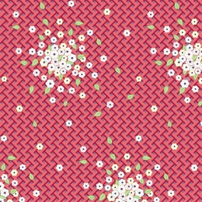 Geometric with Simple Flowers - coral - large scale