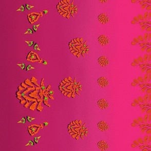 Painted orange Motif on Ombre Pink
