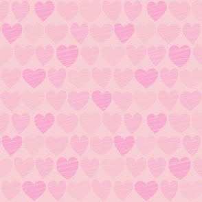 Pink on Pink Sketched Hearts