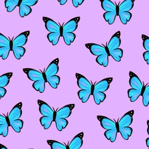 Blue morpho butterfly with purple background (large version)