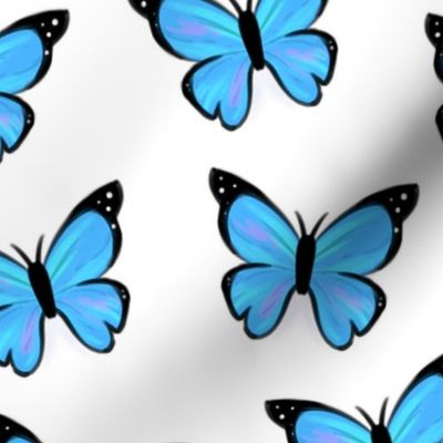 Blue morpho butterfly with white background (medium version)