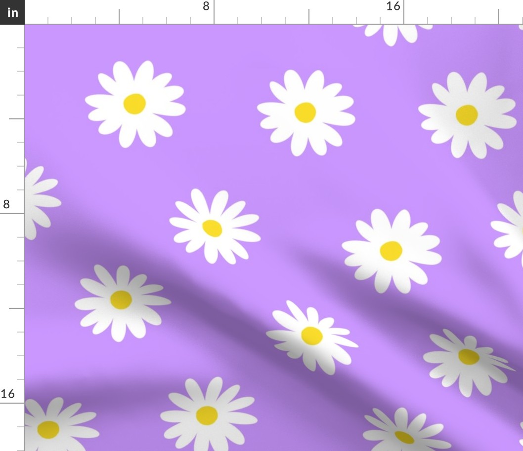 Simple white daisy flowers with purple lilac background (medium size version)