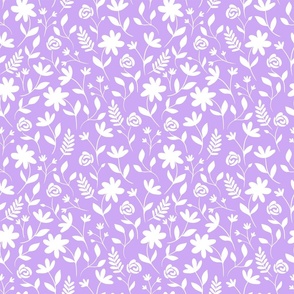 Floral white siluette with purple lilac background (small size version)
