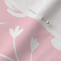 Floral white siluette with pink rose background (large size version)