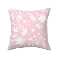 Floral white siluette with pink rose background (medium size version)