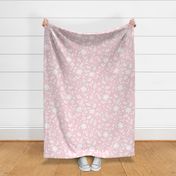 Floral white siluette with pink rose background (medium size version)