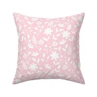 Floral white siluette with pink rose background (small size version)