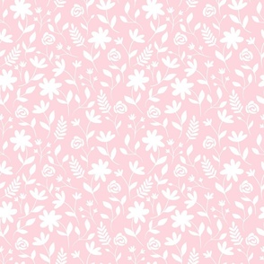 Floral white siluette with pink rose background (small size version)