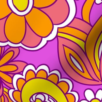 60s 70s hippie colorful psychedelic floral pattern (large size version)