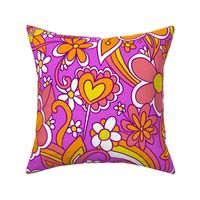 60s 70s hippie colorful psychedelic floral pattern (large size version)